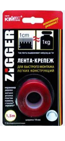 Лента-Крепеж ZIGGER 19 мм.х1,5м прозрачная 03-06-01 