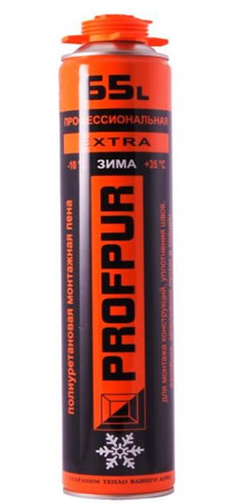 Пена монтажная профессиональная PROFPUR extra, 870 мл, зимняя (выход до 65 л)  01-02-13